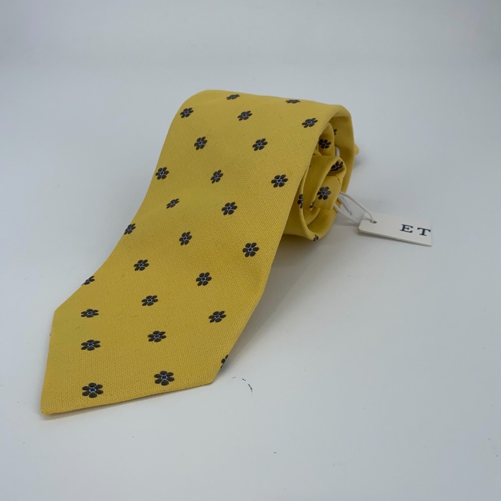 Eton Tie Mens One Size Yellow Floral Silk Luxury Classic Necktieâ Italy Made
